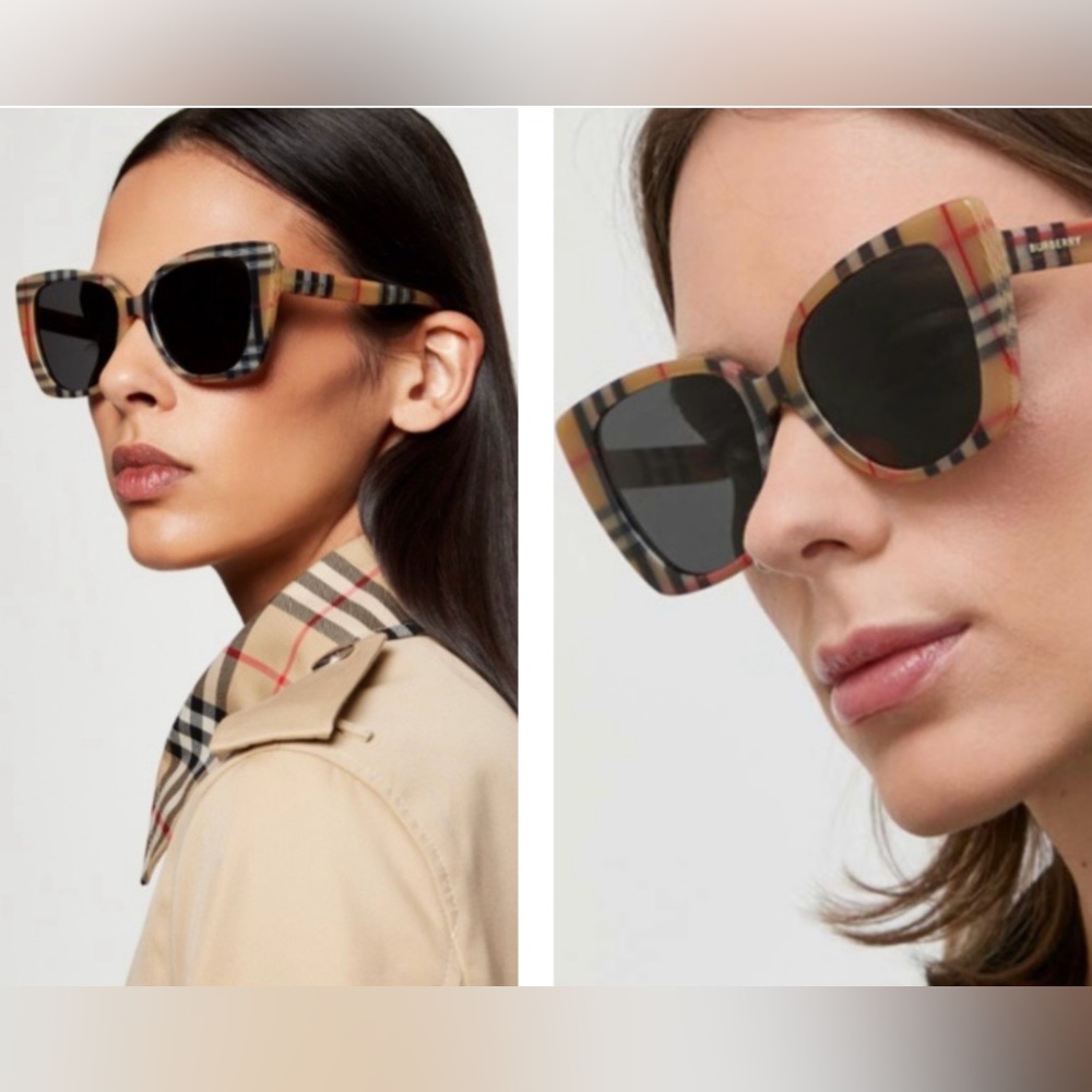 CLASSIC BURBERRY CAT- EYE FRAME SUNNIES IN THEIR CHECK PATTERN SIGNATURE STYLE - Picture 3 of 16
